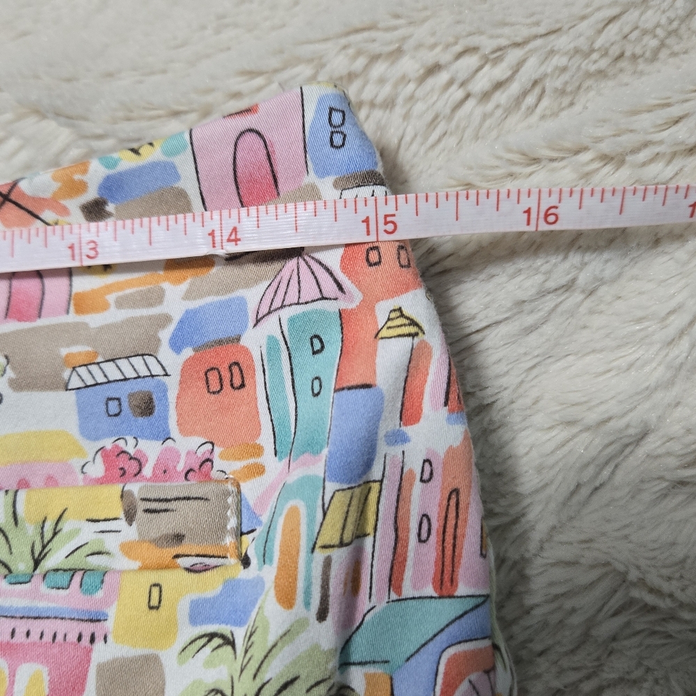 Talbots Italian Coastal Beach Print Crop Ankle Pants Stretch Colorful 10 P - Picture 10 of 16